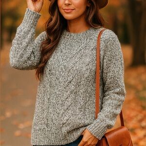 BCBGMaxAzria Heather Gray Crew Neck Sweater